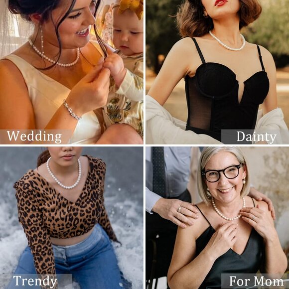 Women's 8mm Dainty Pearl Necklace as Bridal Necklace Jewelry Starfish - Picture 5 of 8